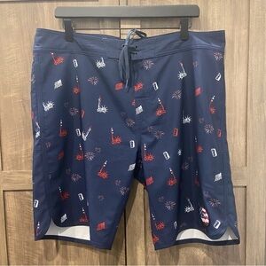 Travis Mathew 38 Board Shorts Swim USA Patriotic Liberty Navy Blue